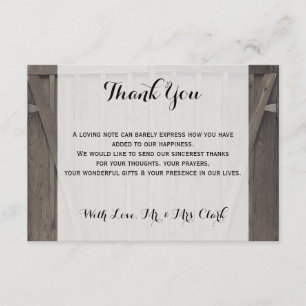 Tarjeta De Agradecimiento Las puertas de granero le agradecen cardar