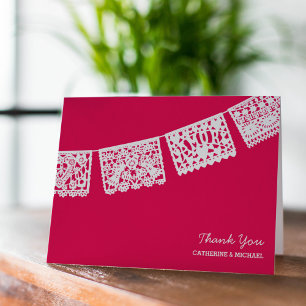 Tarjeta De Agradecimiento Las rosas fuertes el de Papel Picado que se casa