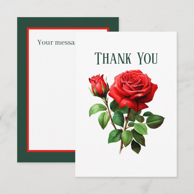 Tarjeta De Agradecimiento Las rosas rojas curadas añaden mensaje (Anverso / Reverso)