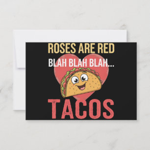 Tarjeta De Agradecimiento Las Rosas Son Rojas Blah Tacos Día de San Valentín