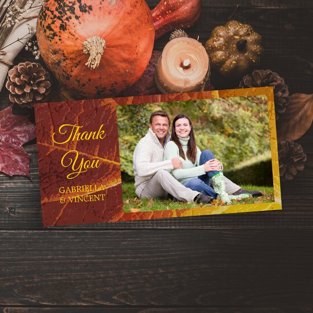 Tarjeta De Agradecimiento Las sombras de la boda del otoño le agradecen (Show gratitude after your Fall wedding or shower with the seasonal Shades of Autumn Thank You Card.)