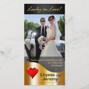 Tarjeta De Agradecimiento Las Vegas afortunado en amor le agradece negro/oro