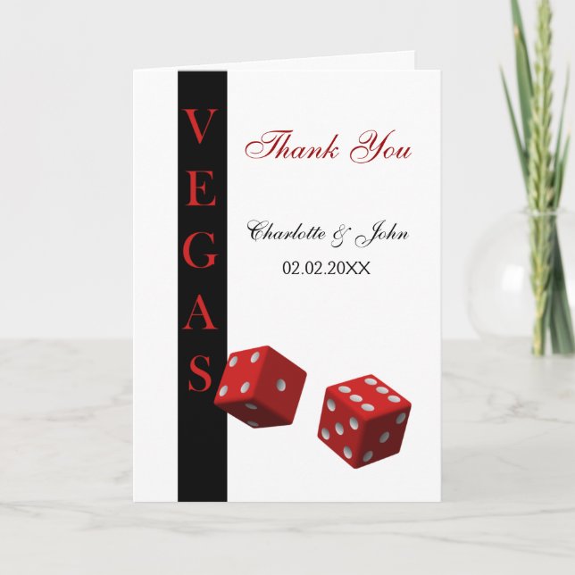 Tarjeta De Agradecimiento Las Vegas Boda Gracias a las cartas (Anverso)