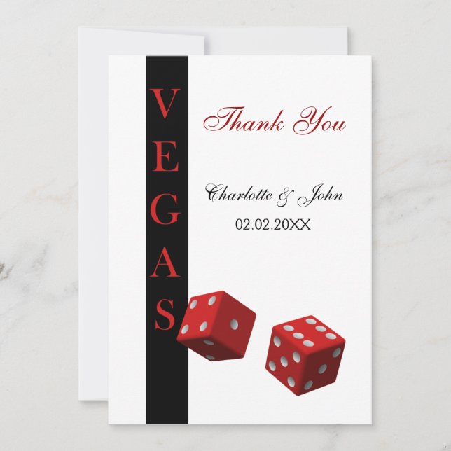 Tarjeta De Agradecimiento Las Vegas Boda Gracias a las cartas (Anverso)