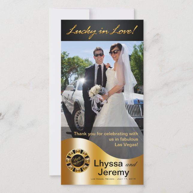 Tarjeta De Agradecimiento Las Vegas Lucky in Love Gracias negro/oro (Anverso)