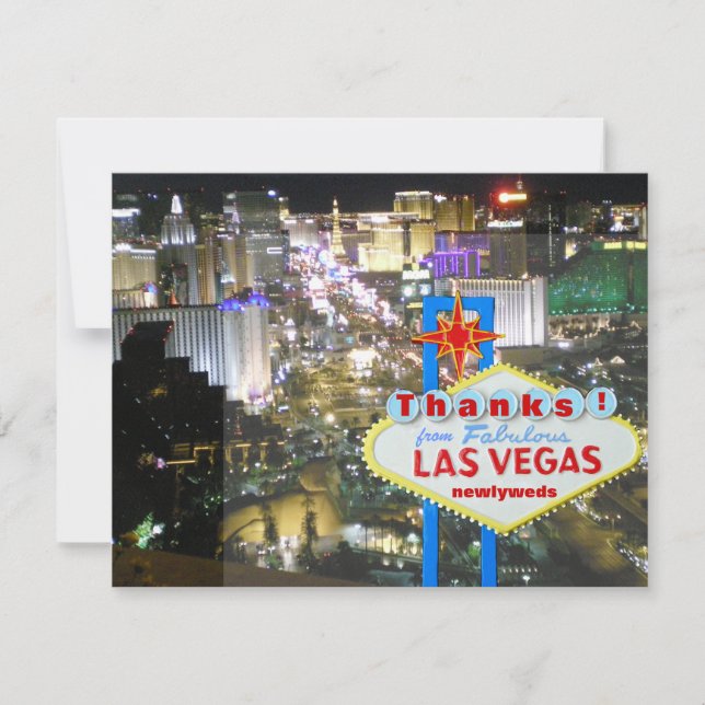Tarjeta De Agradecimiento Las Vegas Recién Casados Gracias (Anverso)