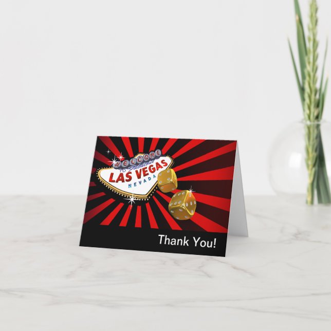 Tarjeta De Agradecimiento Las Vegas Starburst le agradece oro negro rojo (Anverso)