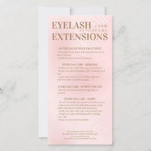 Tarjeta De Agradecimiento Lash Aftercare Beige Pink Eyelash Sombreado Gradie
