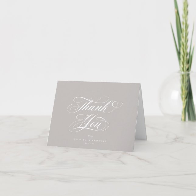 Tarjeta De Agradecimiento Latte Elegant Script Blank Boda (Anverso)