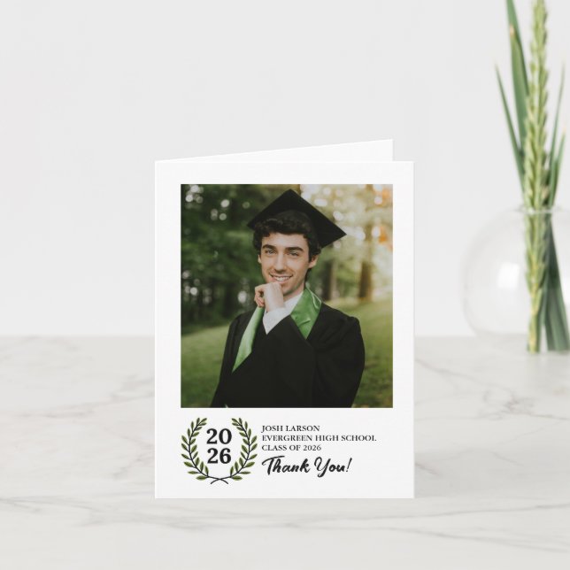 Tarjeta De Agradecimiento Laurel Crest Clase de 2026 (Anverso)
