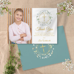 Tarjeta De Agradecimiento Laurel Garland, primera foto de la comunión sagrad
