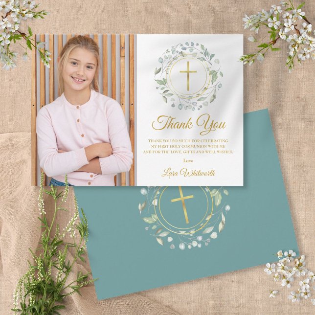 Tarjeta De Agradecimiento Laurel Garland, primera foto de la comunión sagrad (Subido por el creador)