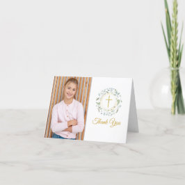 Tarjeta De Agradecimiento Laurel Garland, primera foto de la Santa Comunión,