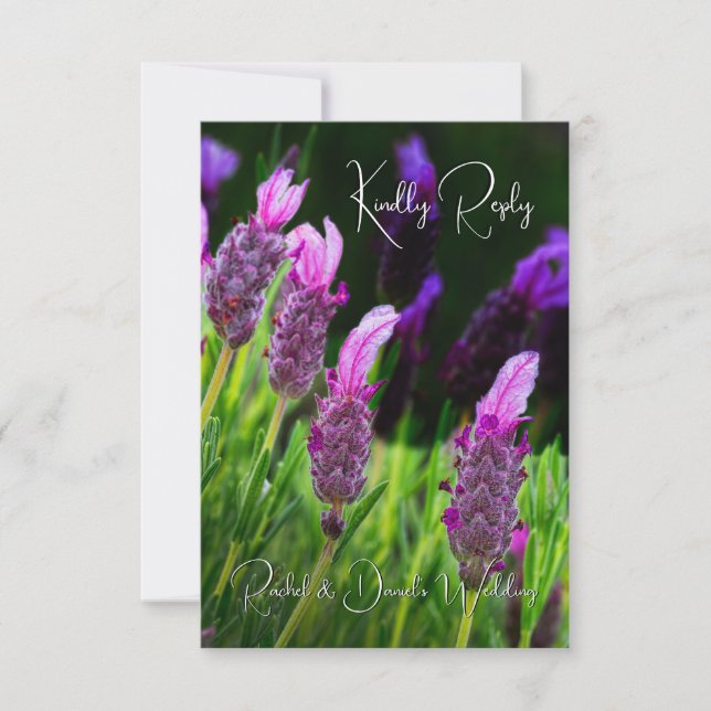 Tarjeta De Agradecimiento Lavanda, amor y devoción, Boda, RSVP (Anverso)