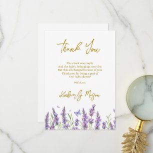 Tarjeta De Agradecimiento Lavanda   Baby en Flor Baby Shower