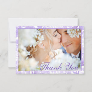 Tarjeta De Agradecimiento Lavanda botánica Boda de FOTO de hojas blancas