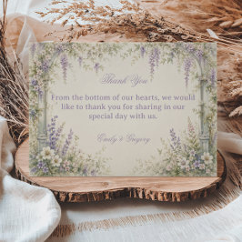Tarjeta De Agradecimiento Lavanda Botánica Vintage