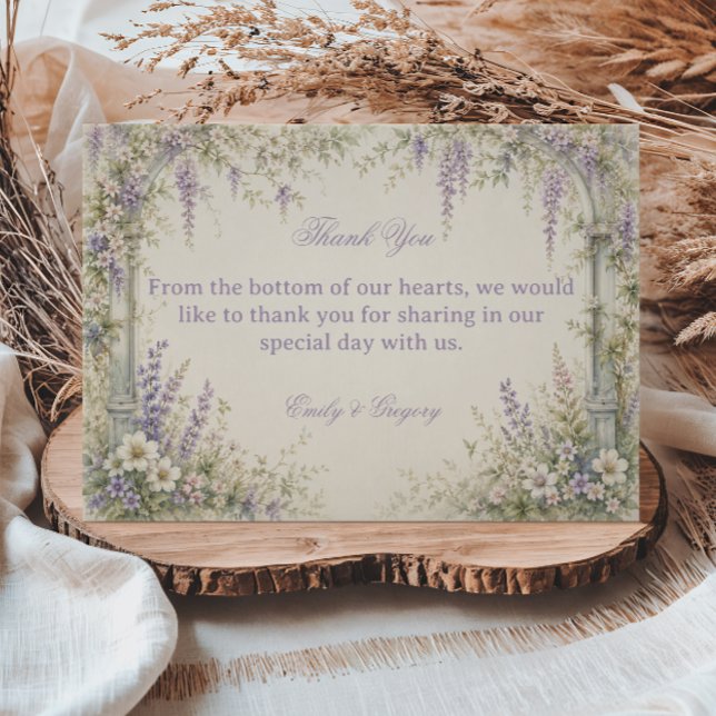 Tarjeta De Agradecimiento Lavanda Botánica Vintage (Subido por el creador)