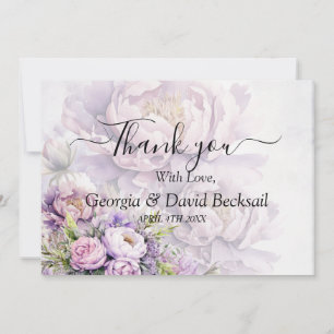 Tarjeta De Agradecimiento Lavanda de color de agua Peony Boda Gracias