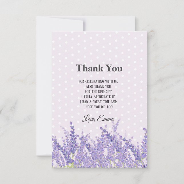 Tarjeta De Agradecimiento lavanda, elegante, moderno, moderno, floral, viole (Anverso)