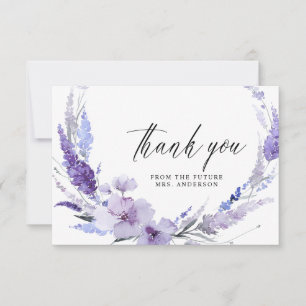 Tarjeta De Agradecimiento Lavanda Floral Lilac Mauve Elegante Ducha Bridal