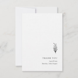 Tarjeta De Agradecimiento Lavanda floral Minimalista moderno negro y blanco