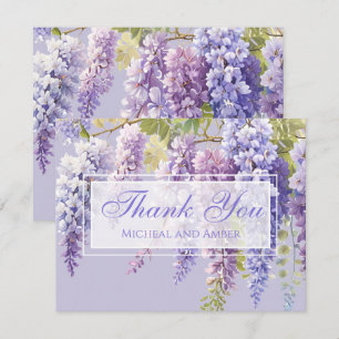 Tarjeta De Agradecimiento Lavanda púrpura acuarela glicinia floral lilac