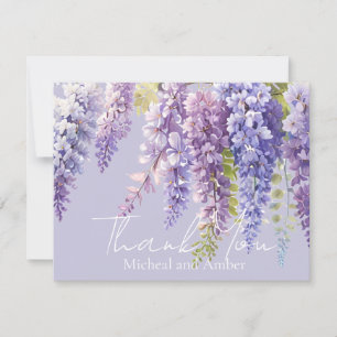 Tarjeta De Agradecimiento Lavanda púrpura acuarela glicinia floral lilac