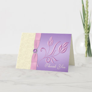 Tarjeta de agradecimiento lavanda, rosa e ivorio