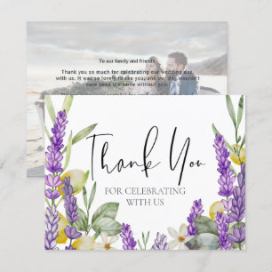 Tarjeta De Agradecimiento Lavanda rústica y Boda Lemons Gracias