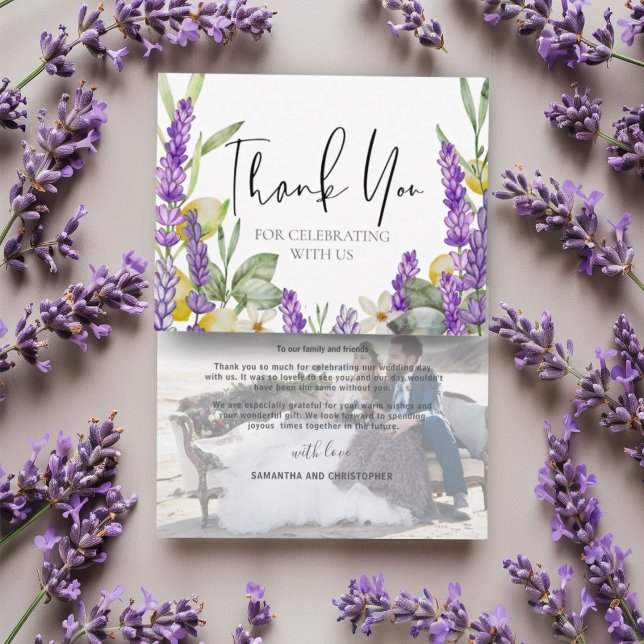 Tarjeta De Agradecimiento Lavanda rústica y Boda Lemons Gracias (Subido por el creador)