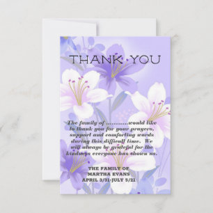 Tarjeta De Agradecimiento Lavanda simpática y lirios blancos