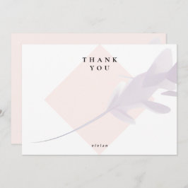 Tarjeta De Agradecimiento Lavanda violeta moderna y color de rosa en blanco