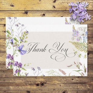 Tarjeta De Agradecimiento Lavanda y flores silvestres rusas blancas