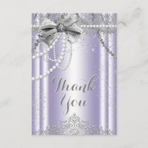Tarjeta De Agradecimiento Lavanda y Gris Perla Gracias