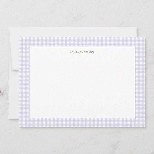 Tarjeta De Agradecimiento Lavanda y piso de Gingham personalizado blanco (Anverso)