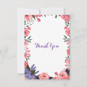 Tarjeta De Agradecimiento Lavanda y Rosa Blush Floral Coche de Agradecimient