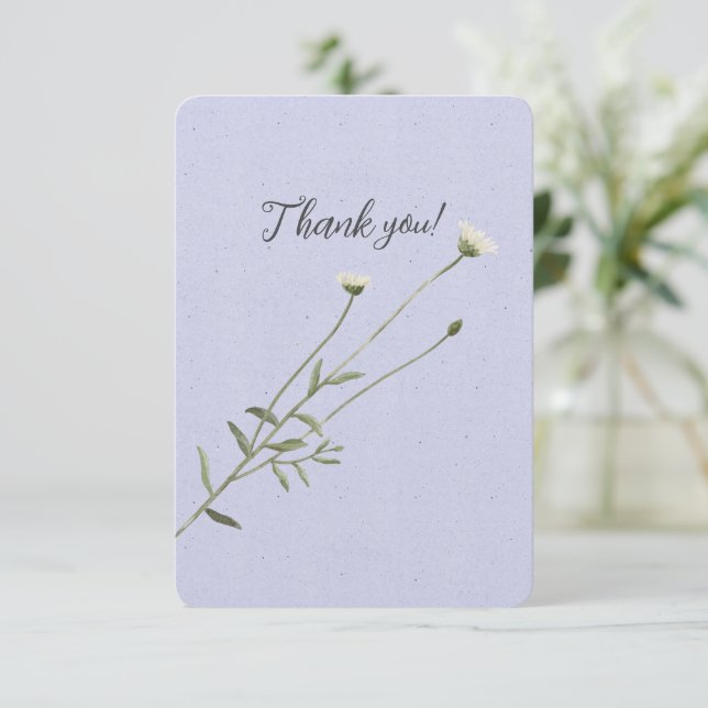 Tarjeta De Agradecimiento Lavanda y una única margarita (Anverso de pie)