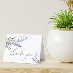 Tarjeta De Agradecimiento Lavandas en Acuarela Elegantes en Blanco