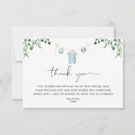 Tarjeta De Agradecimiento Lavandería Blue Greenery Baby Shower