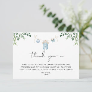 Tarjeta De Agradecimiento Lavandería Blue Greenery Baby Shower