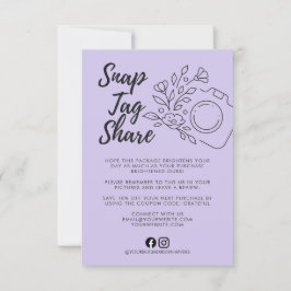 Tarjeta De Agradecimiento Lavendar Snap Tag Share  Business Thank You Card