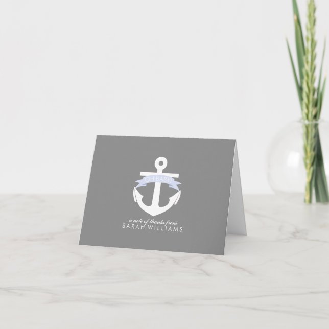 Tarjeta De Agradecimiento Lavender Anchor Nautical Baby Shower