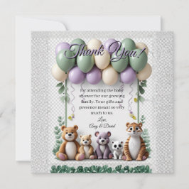 Tarjeta De Agradecimiento Lavender and Green Baby Shower Flat Thank You Card