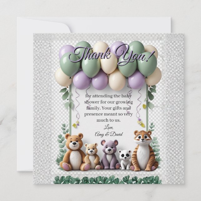 Tarjeta De Agradecimiento Lavender and Green Baby Shower Flat Thank You Card (Anverso)