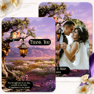 Tarjeta De Agradecimiento Lavender Boda de fotos de arte romántico gracias t