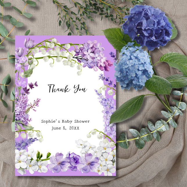 Tarjeta De Agradecimiento Lavender Boho Baby En Bloom Baby Shower (Subido por el creador)
