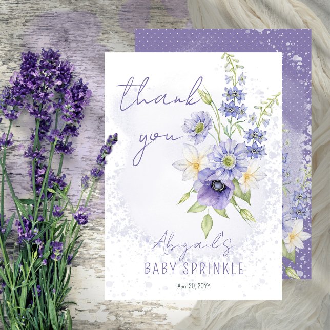 Tarjeta De Agradecimiento Lavender Boho Un Pequeño Bebé De Flor Silvestre Es (Subido por el creador)