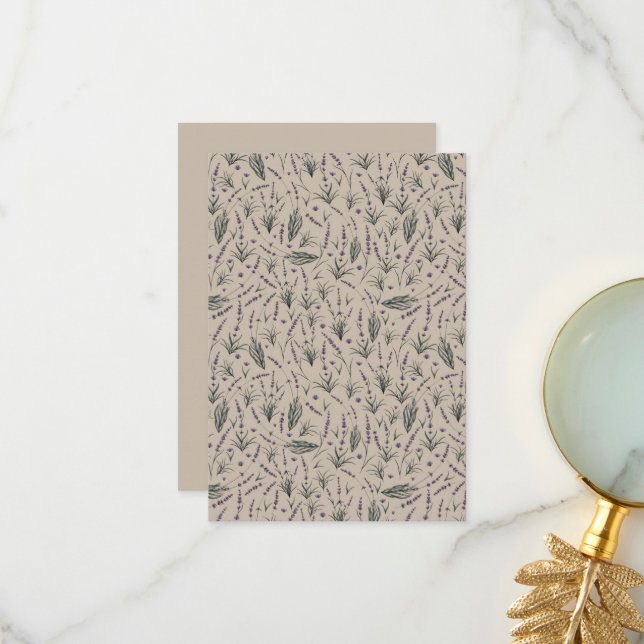 Tarjeta De Agradecimiento Lavender Botanical Pattern Flat Thank You Card (Anverso/Reverso In Situ)