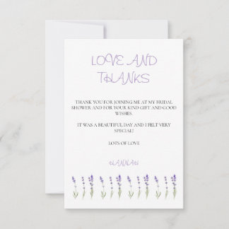Tarjeta De Agradecimiento Lavender Bridal Shower Gracias